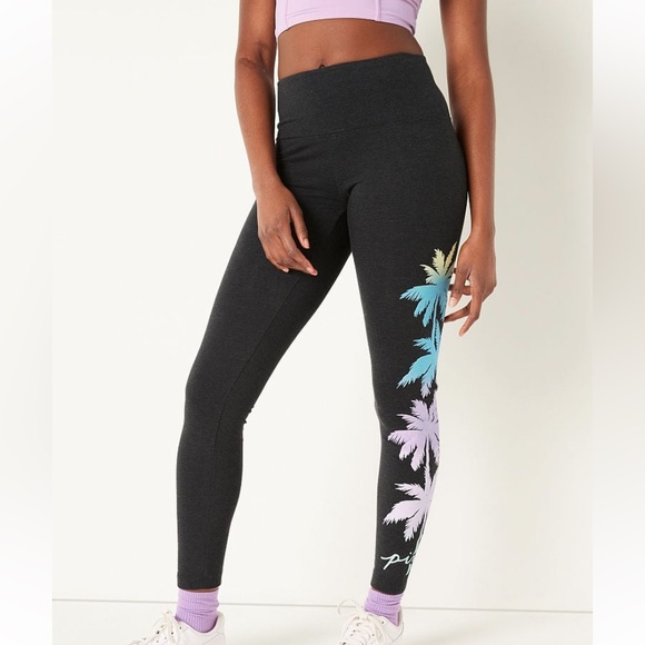 Pink palm tree shine legging set size l - Picture 12 of 14